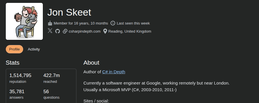 gif of stack overflow profile