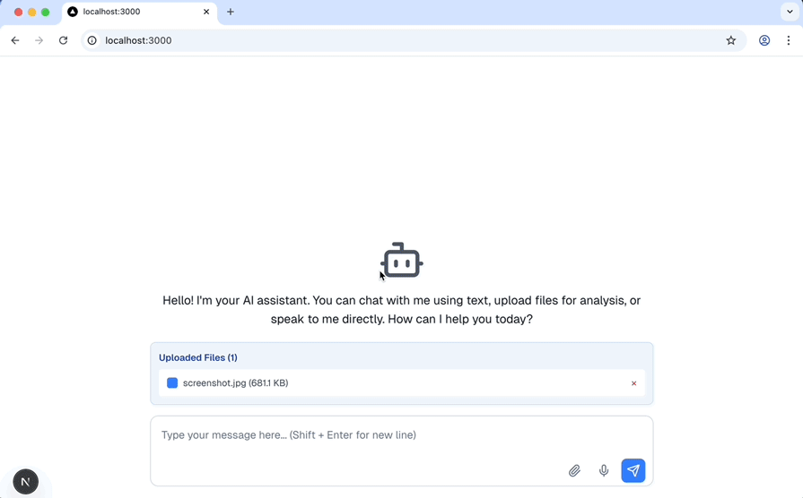 gif of uploading images into our multimodal assistant