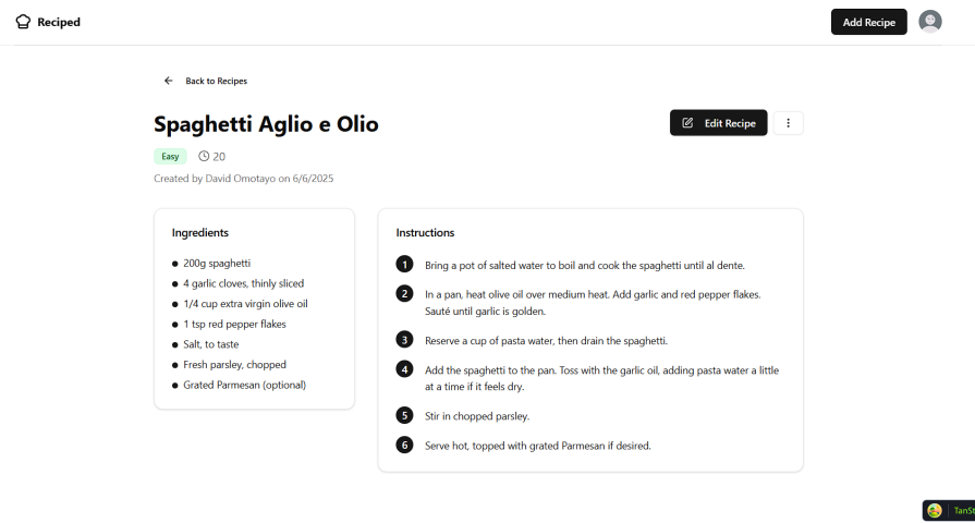 correctly configured page spaghetti recipe