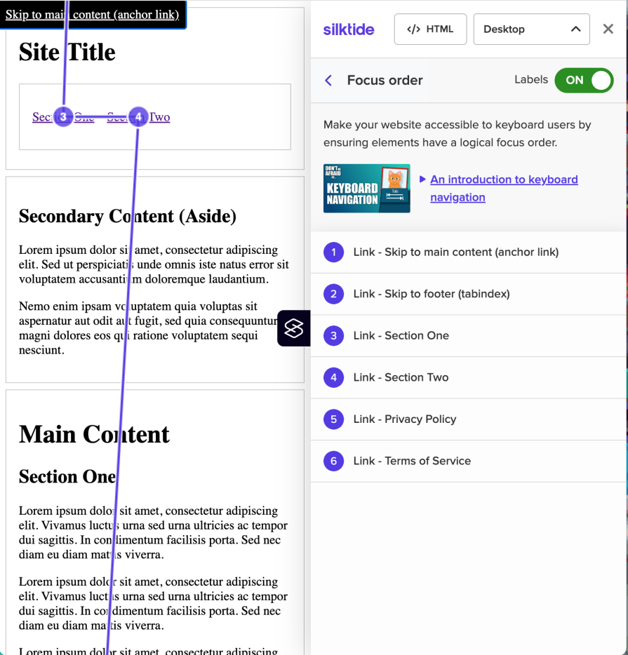 Skip links should be first in the focus order
