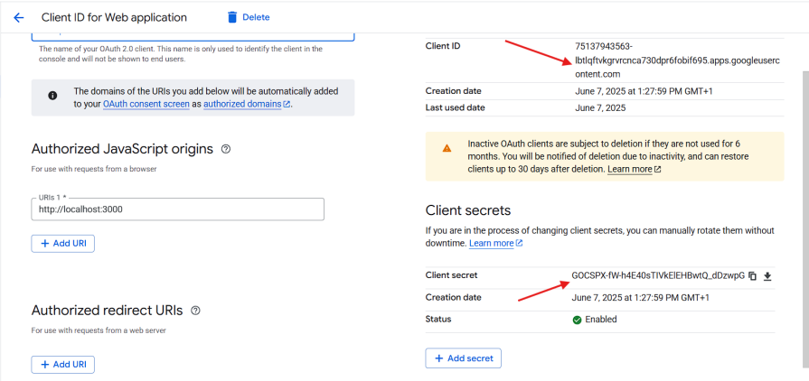 configure google provider in better auth