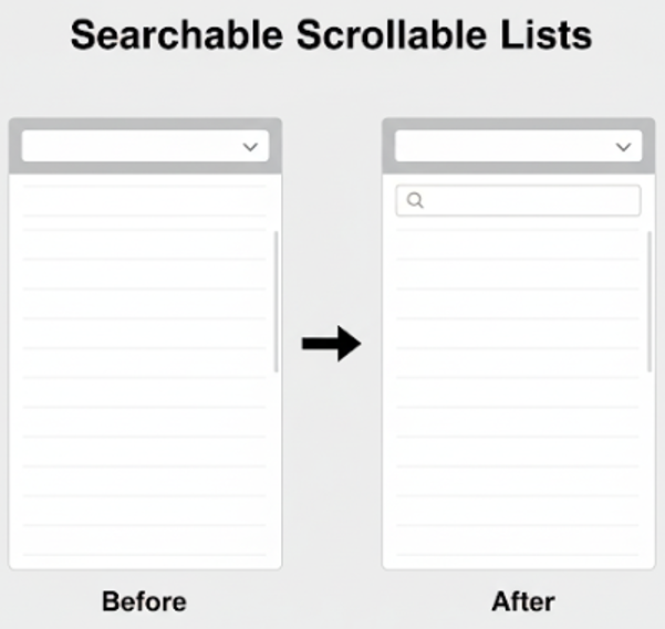 Searchable Scrollable Lists