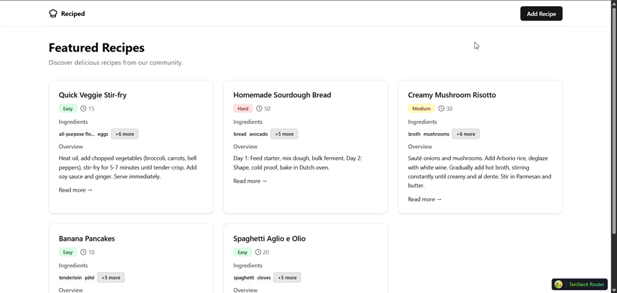 add recipe button for authentication process