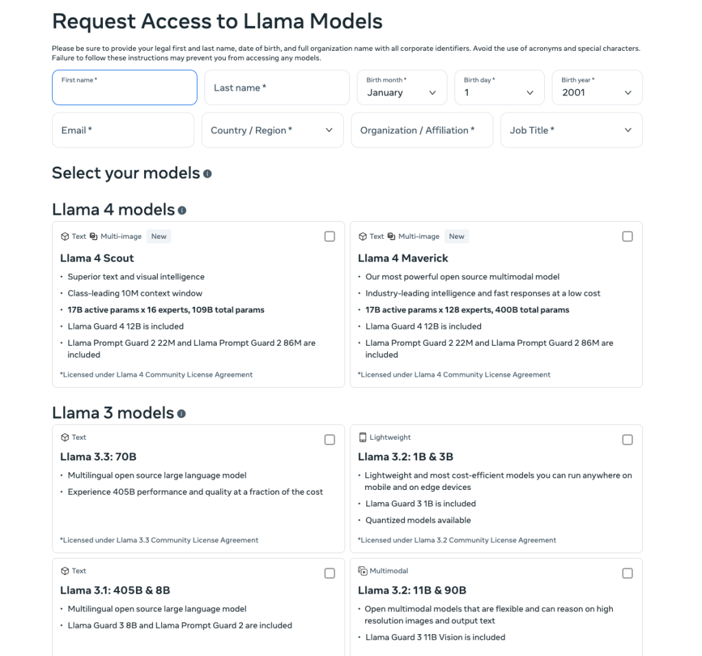 navigate to llama downloads