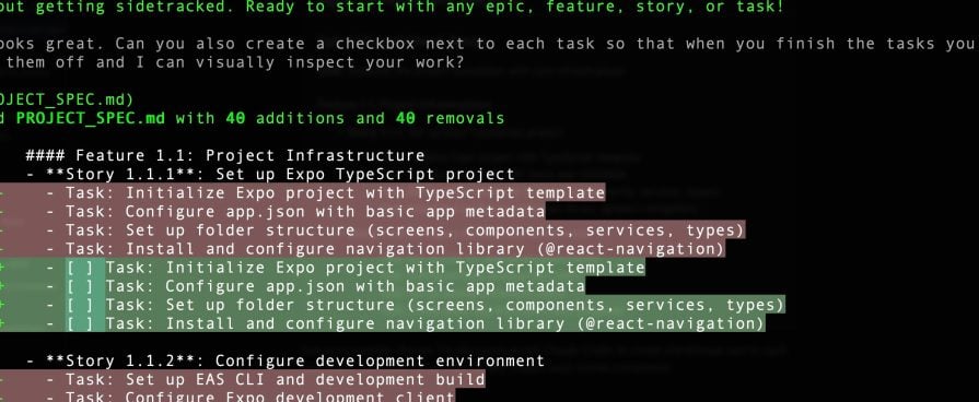 ask Claude Code to create checkboxes next to each task