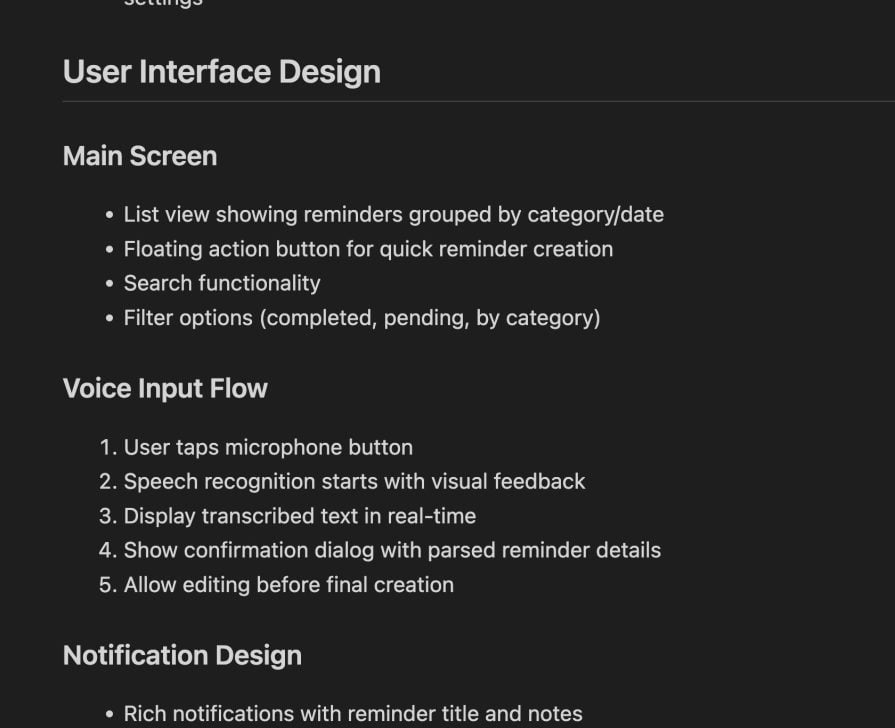 section on the user interface and visual design
