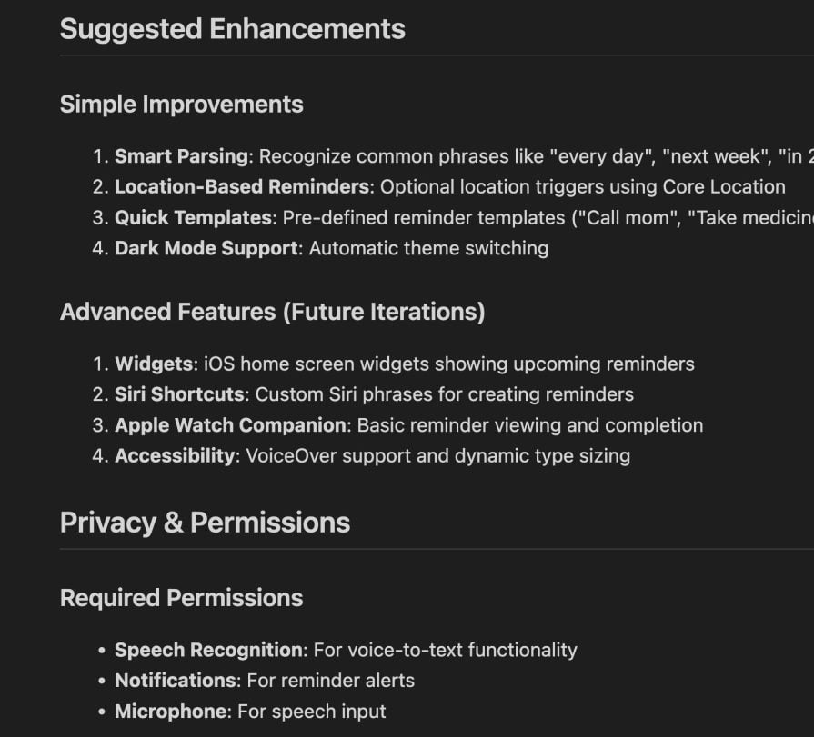 AI has even included suggested enhancements as well as a section on privacy management
