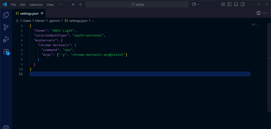 setting up the chrome devtools mcp