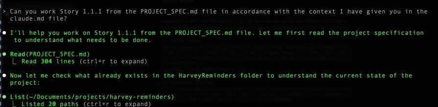 claude.md file I created included the following sections