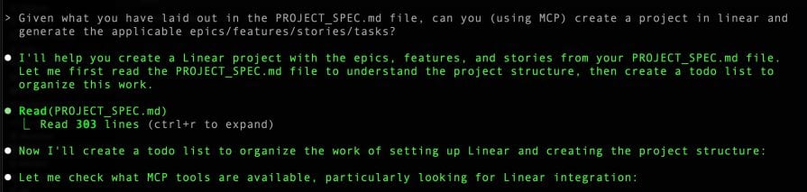 following the Linear MCP setup with Claude Code