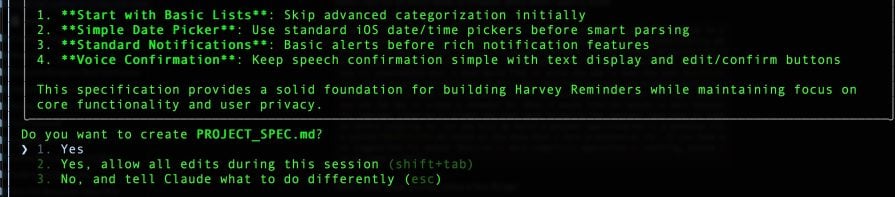 second screenshot initial claude response after presenting prompt