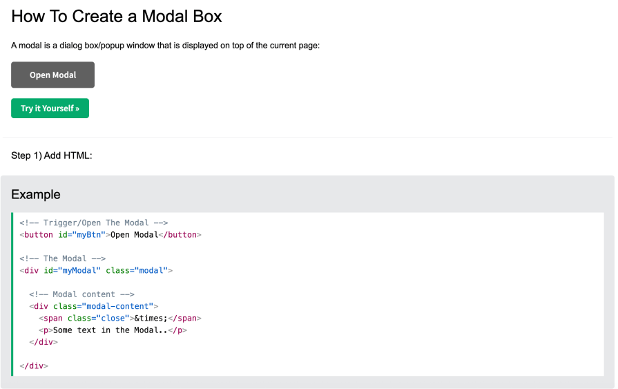 w3 schools modal tutorial