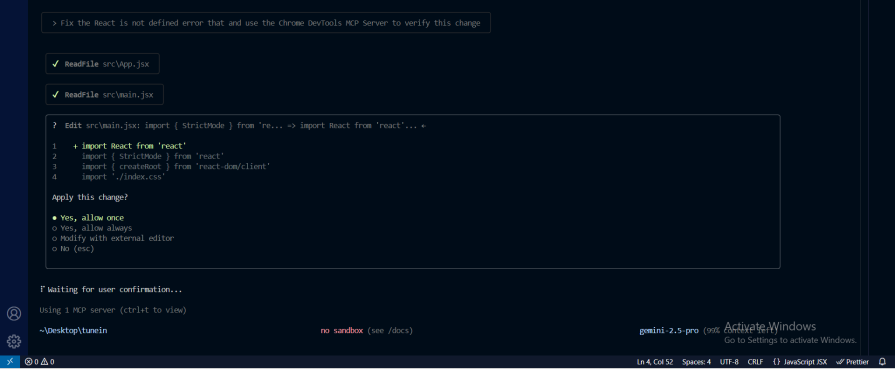 fixing the react not found error