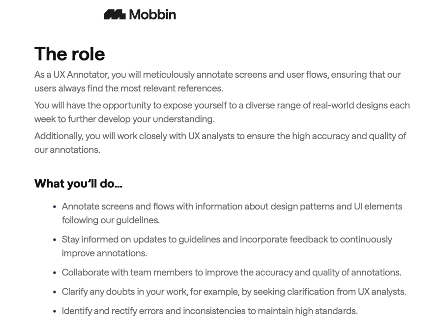 UX Annotator Job Posting