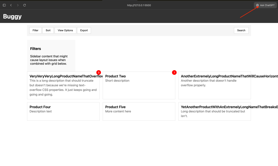 buggy code opened in atlas