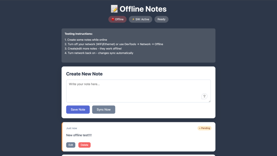 Adding A Note While Offline