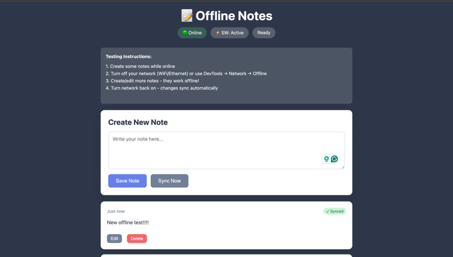 Notes Remain Synced When Coming Back Online