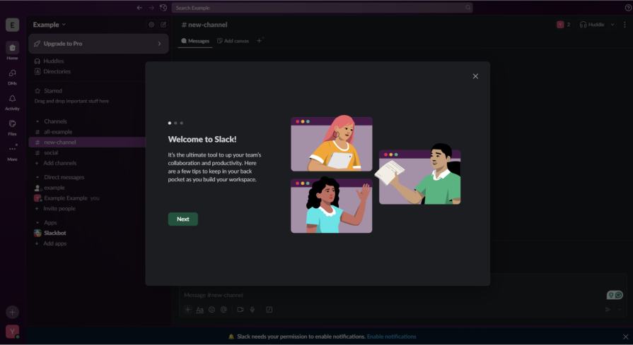 Slack Onboarding Modal Example
