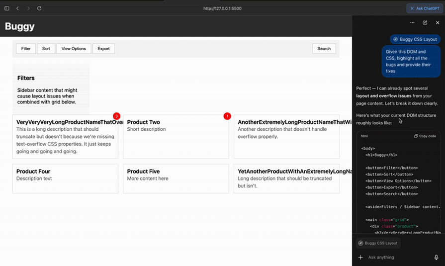 gif of atlas highlighting css bugs