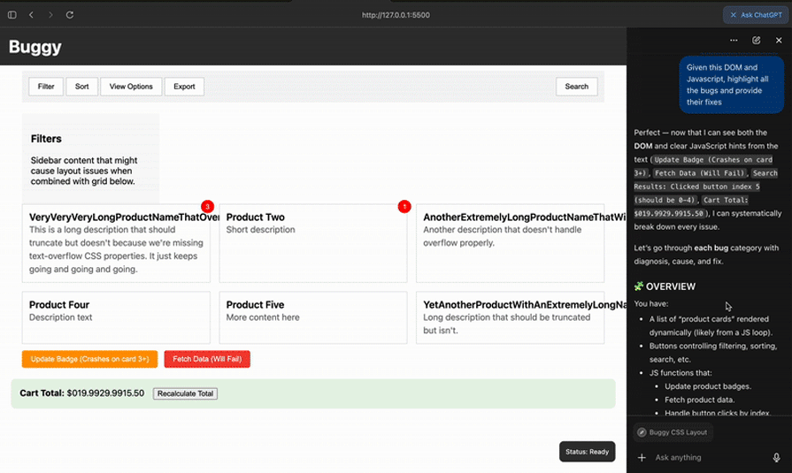 gif of highlighting js bugs 