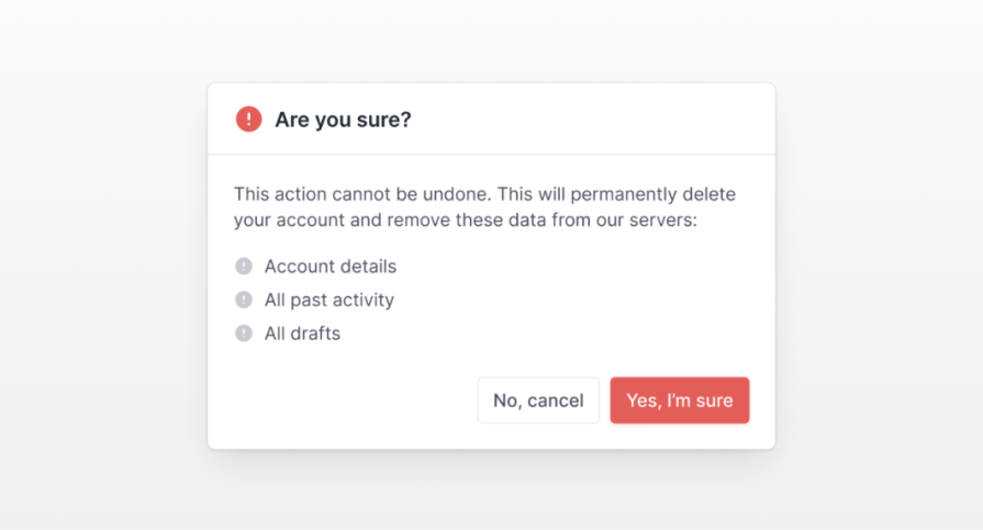 Confirmation Modal Example