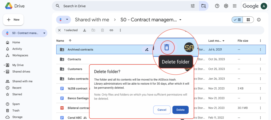 Google Drive Confirmation Modal