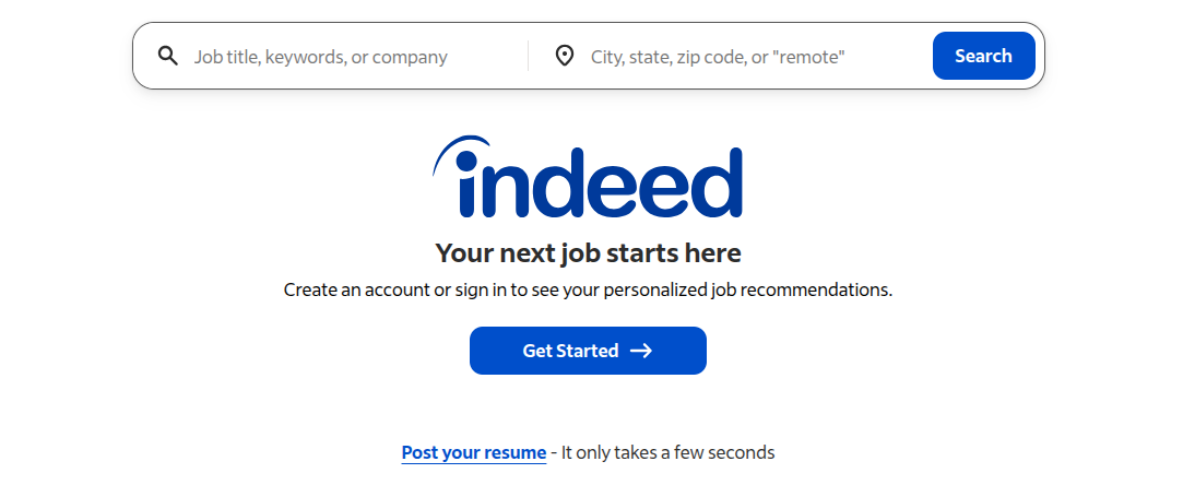 Motivational Hero Section Of Indeed