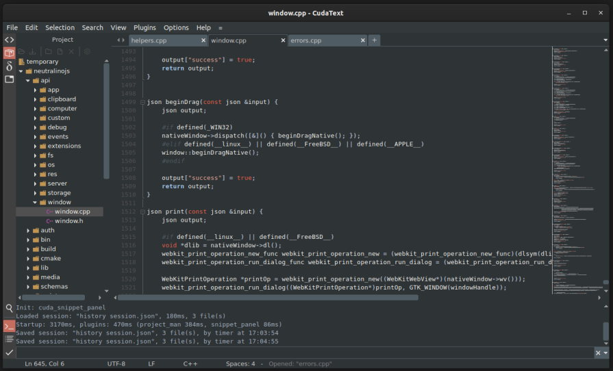 The CudaText native code editor