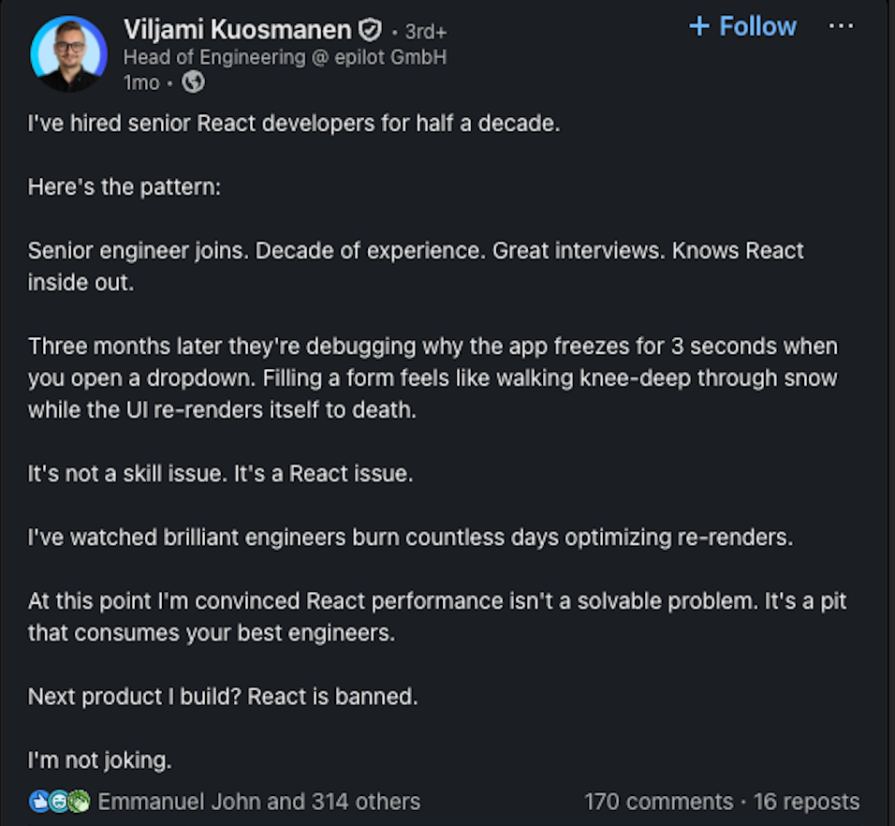 linkedin post head of engineering