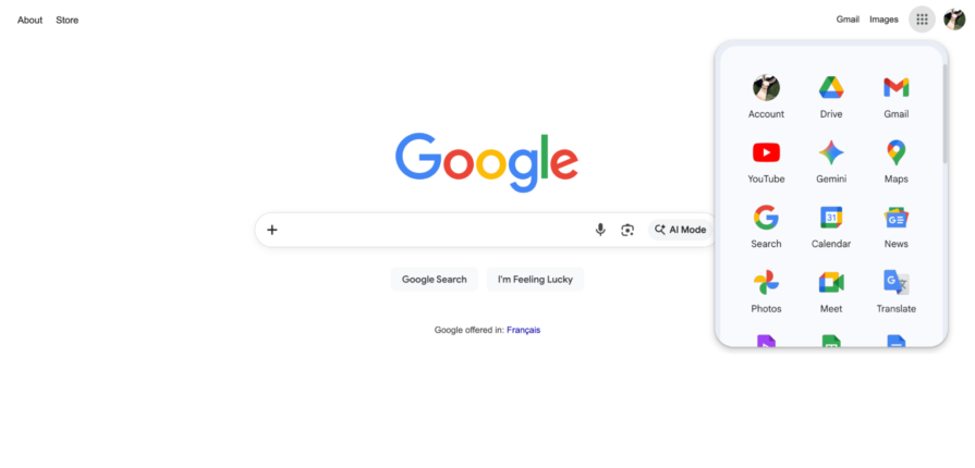 Google Workspace product switcher