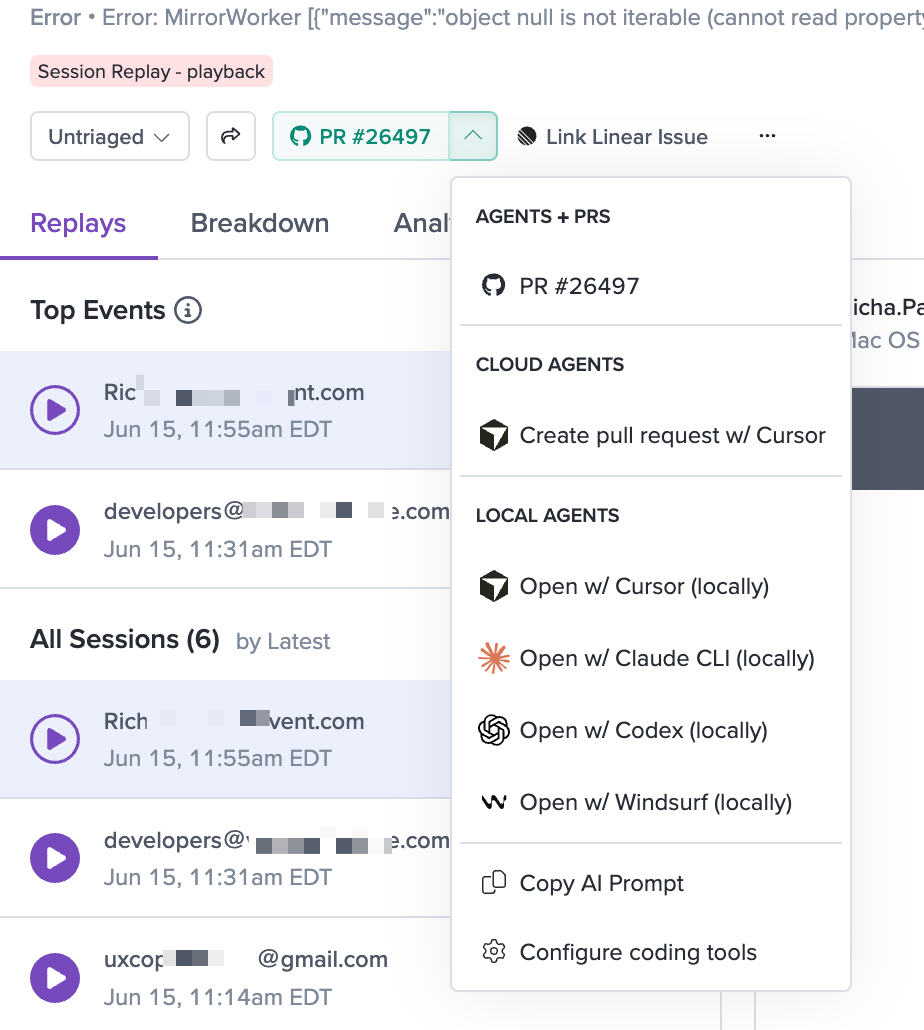 dispatching cloud agents from LogRocket