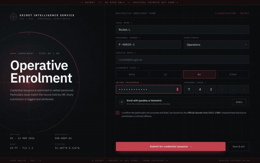 AI-assisted MI6 sign-up page