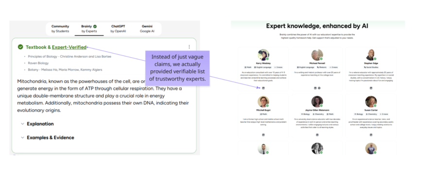 validation for AI UX content credibility