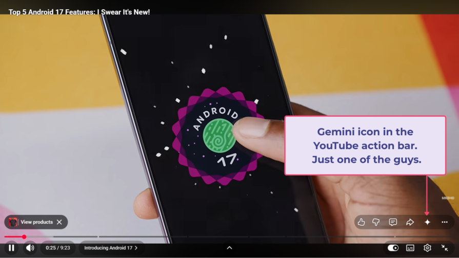Gemini icon in the action bar