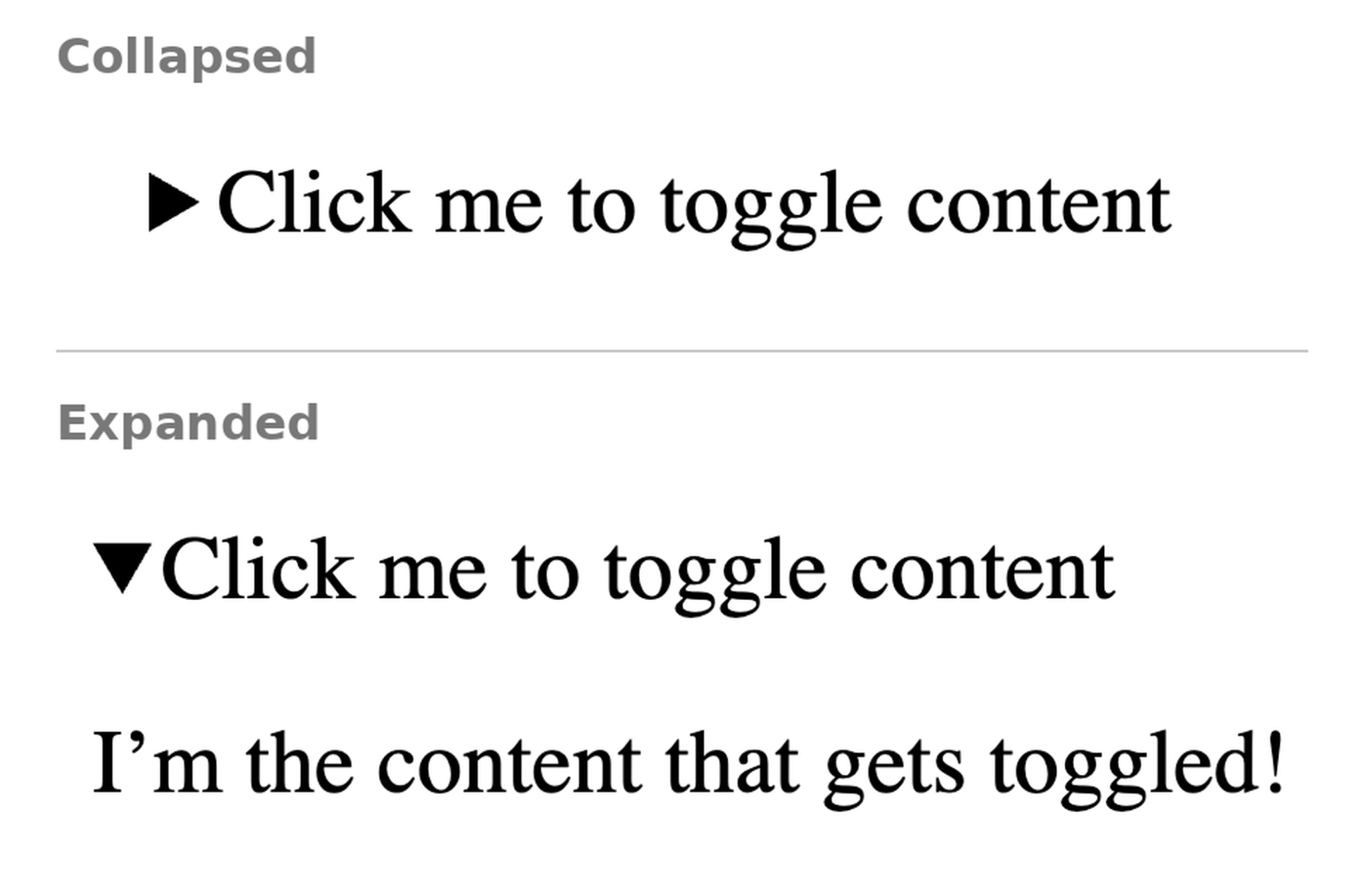 The details and summary HTML elements rendered as a native accordion without any additional styling