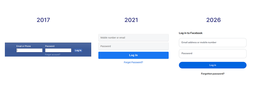 Facebook’s login form UI evolution