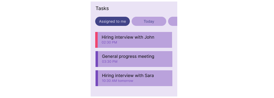 sample design of task list widget